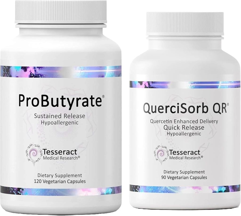 Tesseract Gut & Immune Support Sche – ProButyrate 600 mg & QuerciSorb Quercetin 400 mg, 120 + 90 Capsules, Hipoallergenic, Gastrointestinal & Immune Health