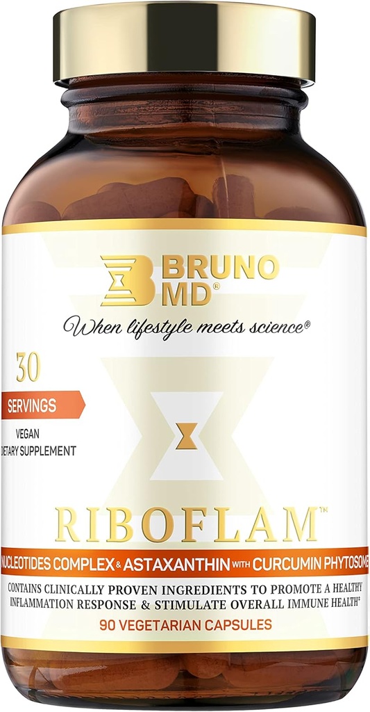 Riboflam, Klinik olarak İmmune Sistem ATM Malzemeler, Sağlıklı Inflammatory Yanıt, Curcumin Phytosome, Nucleotides, 100% Vegan