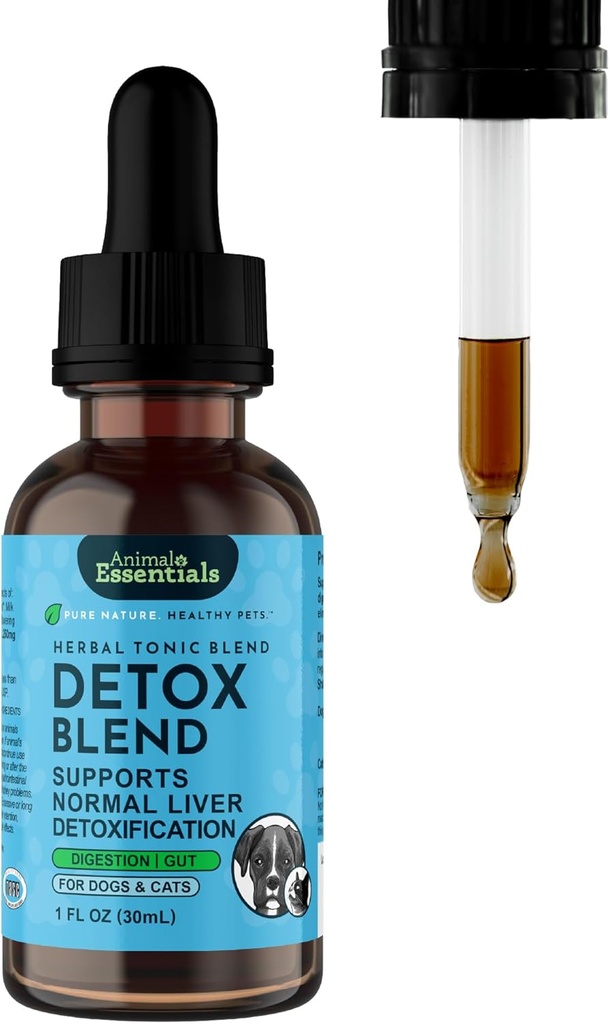 Animal Essentials Detox Blend - Liver Support for Dogs & Cats, Liver Supplement, Herbal Formula, Organic Human Grade Herbs, Vet Recommended - 1 Fl Oz