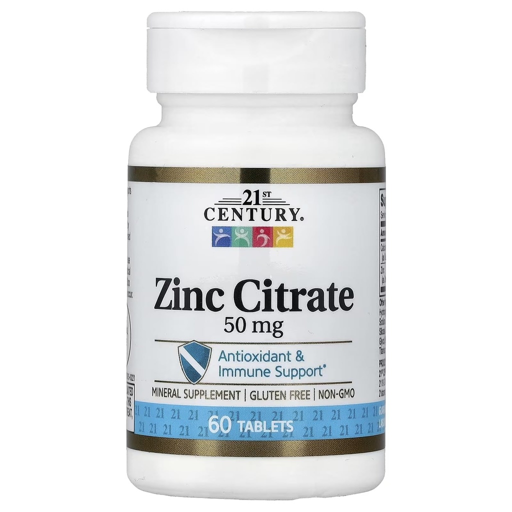 21. Yüzyıl HealthCare çinko Citrate Tabletleri 50 mg, 60 Kont