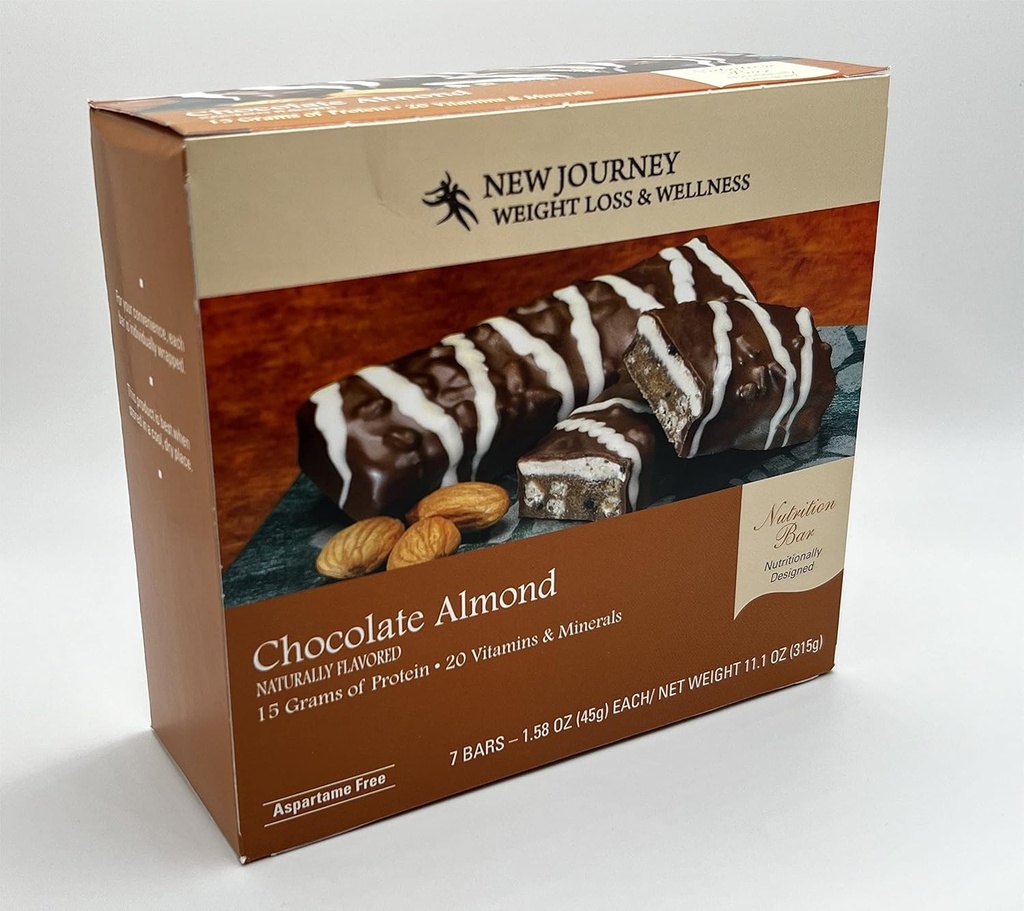 Σοκολάτα Almond Bar - Νέο Ταξίδι Βάρος Απώλεια & Ευεξία - Υψηλή Protein Nutrition Bar (7 bars/box)