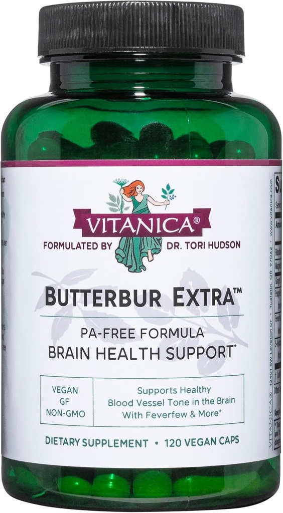 Vitanica, Butterbur Ekstra, Beyin Kimya ve Gemi Desteği, Vegan, 120 Capsules
