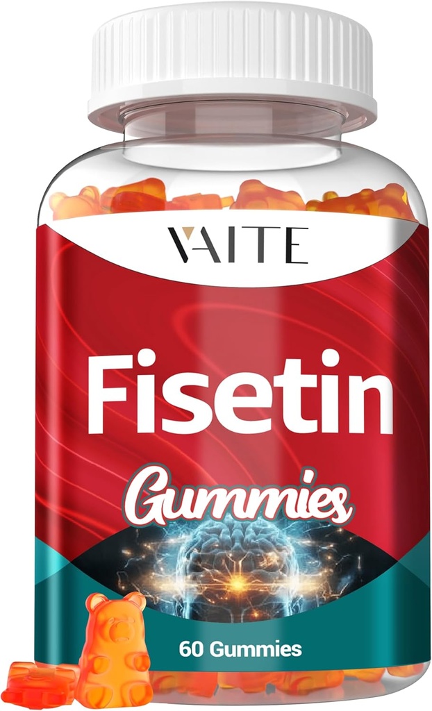 Fisetin Supplements 500 mg - Gummy Supplement, Hücre Sağlığı Desteği için Güçlü Antioksit - Vegan & Non-GMO Formula Flavonoids & Plant Extracts, Boost Cognitive Function, 60 Gummies