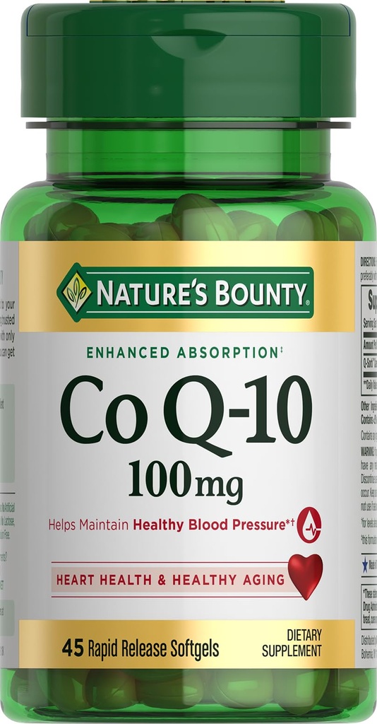 County CoQ10 της φύσης 100mg για την υποστήριξη της υγείας της καρδιάς, μη GMO Q- Sorb Coenzyme Q-10 Αντιοξειδωτική υποστήριξη και καρδιοαγγειακή ευεξία, συμπλήρωμα διατροφής, ταχεία απελευθέρωση Softgels, 45 ct