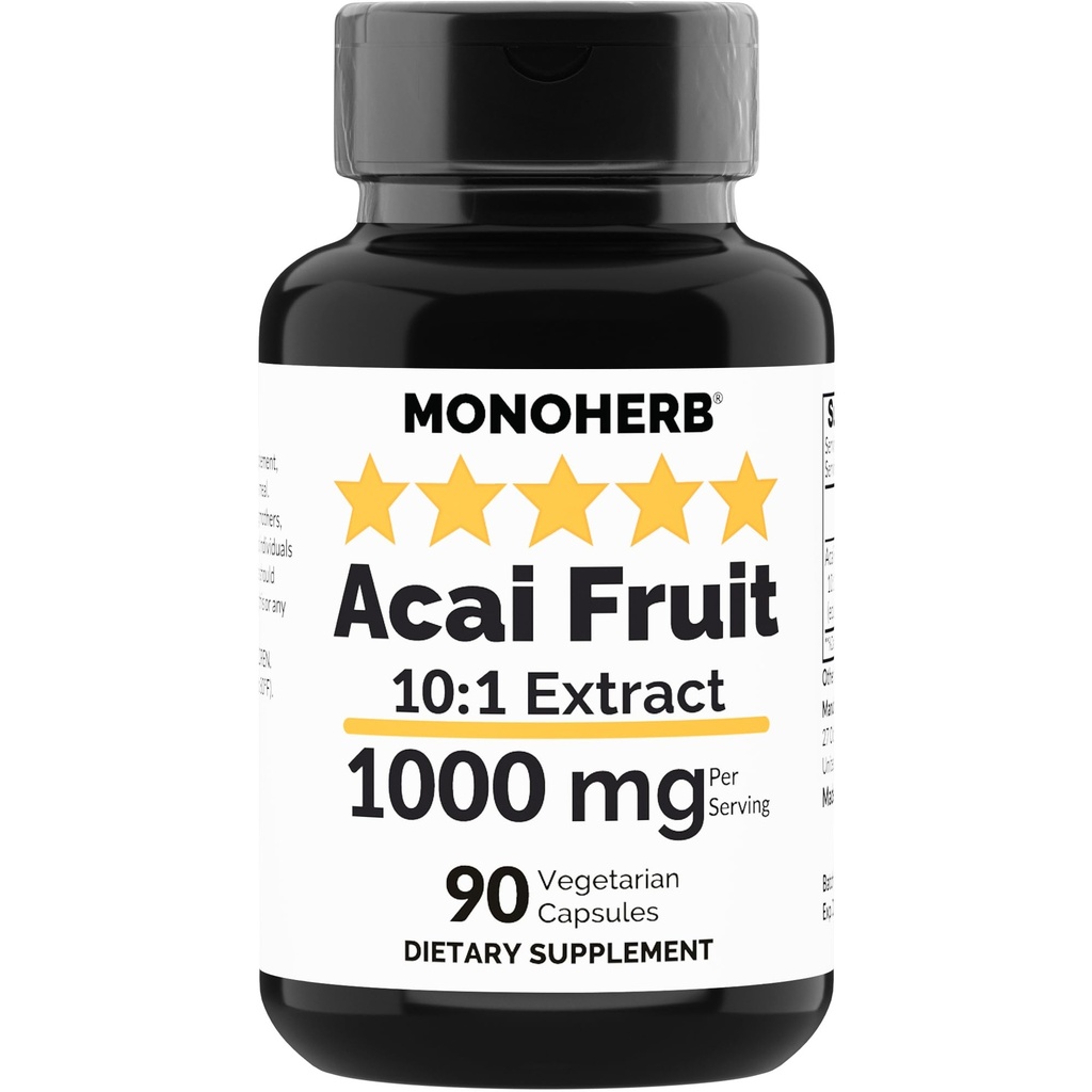 MONOHERB Acai εκχύλισμα φρούτων 1000 mg - 90 κάψουλες χορτοφάγων