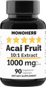 MONOHERB Acai εκχύλισμα φρούτων 1000 mg - 90 κάψουλες χορτοφάγων