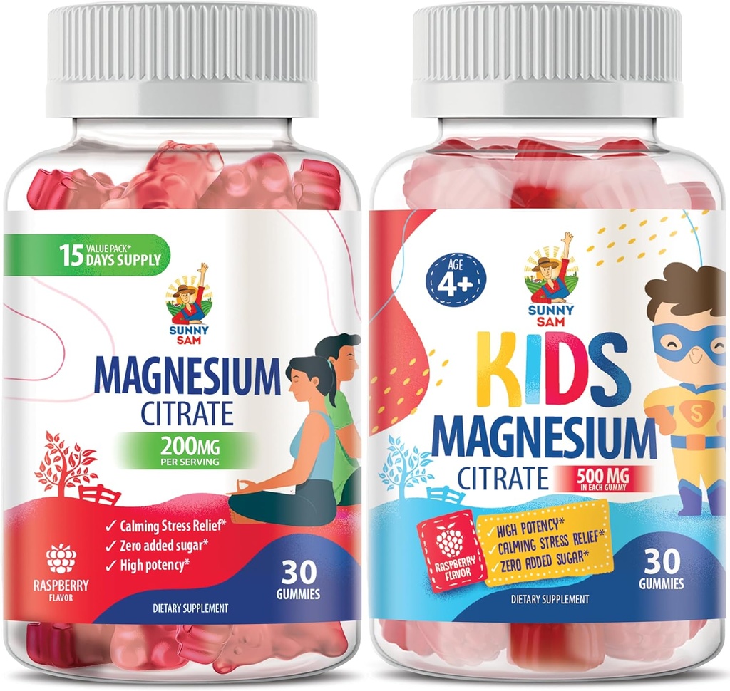 Çocuklar için Magnezyum Gummies 500 mg ve yetişkinler için Gummies - 100 mg. Calm Magnezyum Chews - Magnezyum Citrate Chewable Supplement for Mood & Muscle Support