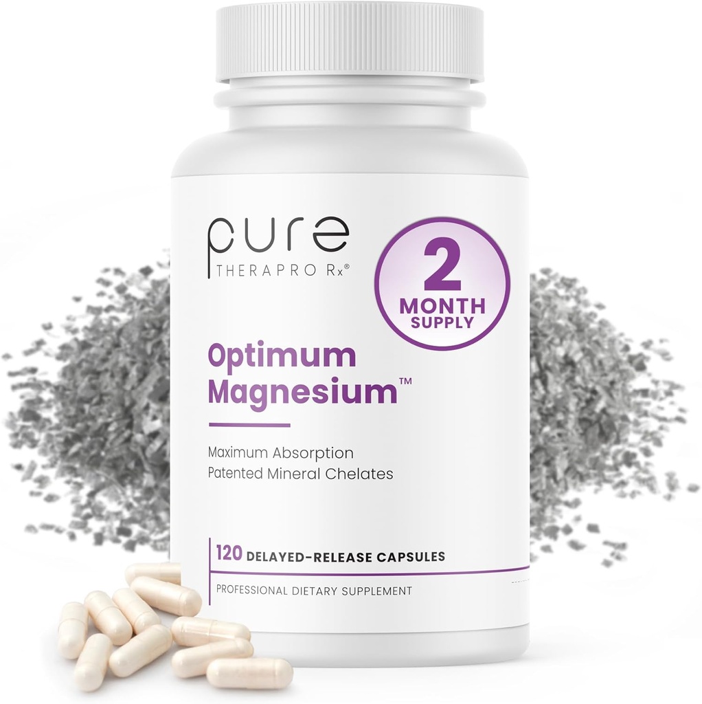 Pure TheraPro Rx Optimum Magnezyum Lysinate Glycinate & Di-Magnesium Malate, ABD'de Yapıldı | 2 Ay Supply | Chelated for maximum Abxia, Supports Bone Health & Energy, Non-GMO