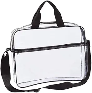 Clear Portfolio Briefcase Messenger Bag with Tuts Work Document Storage Sahibi Say Travel File Organizer with Front Hologram Pouch & Pen Pocket On Side