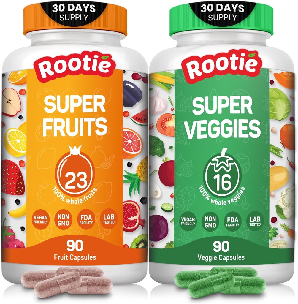 Meyveler ve Veggies, 39 Tüm Meyveler ve Veggies'in Güçlü Maddeleri, Beslenme Gapleri, Enerji Al, Well-il. ABD, Non-GMO/Vegan/Gluten Free. Packaging Mayıs Vary (30 Day Supply) yaptı.