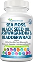 Sea Moss for Dogs 750mg Black Seed Oil 500mg Ashwagandha 250mg Turmeric 250mg Bladderwrack 250 mg Dandelion 250 mg & Vitamin C Vitamin D3 with Elderberry Manuka Sarı Dock 90 Tabletler