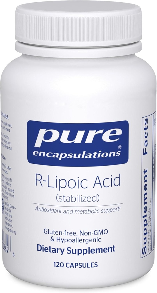 Saf Encapsulations R-Lipoic Acid (Stabilized) | Hipoallergenic Supplement with developed Antioksi Koruma ve Metabolic Support | 120 Capsules