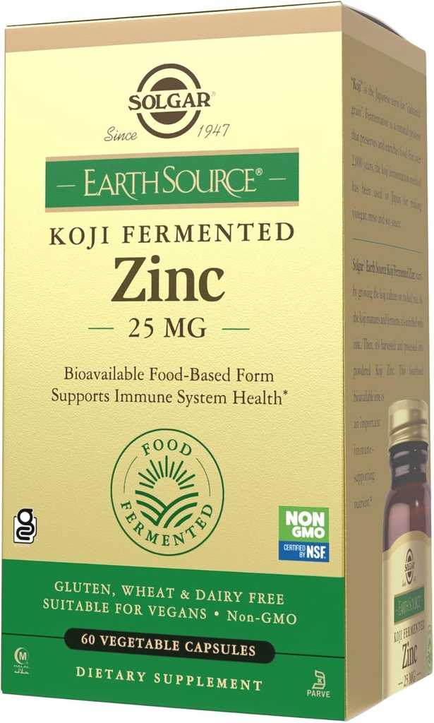 Solgar Earth Source Food Fermented Koji Bora 25mg, 60 Sebze Kapsülleri - Yüksek-Abpsiyon, Bio kullanılabilir Immune & Skin Health - Non-GMO, Vegan, Gluten No, Dairy No, Kosher - 60 Hizmetler