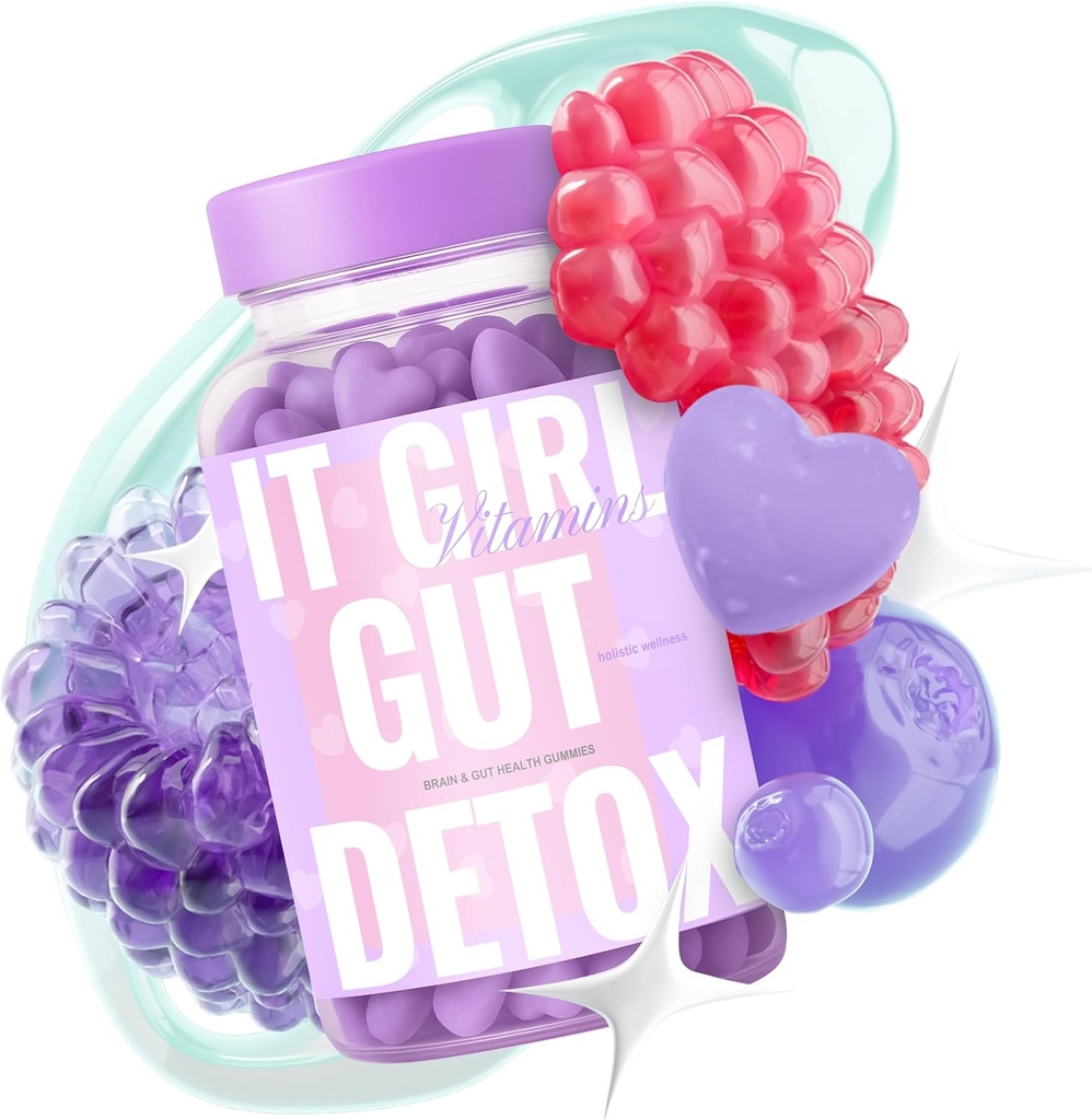 Kadınlar için Gut Health Gummies - Daily Detox + Superfoods, Probiyotiks 6Bill CFUs, Digestive Enzymes, Bloating Relief, Metabolism, Kilo Kaybı, Beyin, Mood, Hormonal Denge, Güzellik, Vegan, Kosher, 60.
