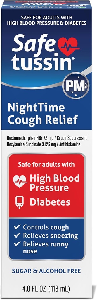 Güvenlitussin PM Night Time Cough Relief Syrup, 4 Ounce Şişe