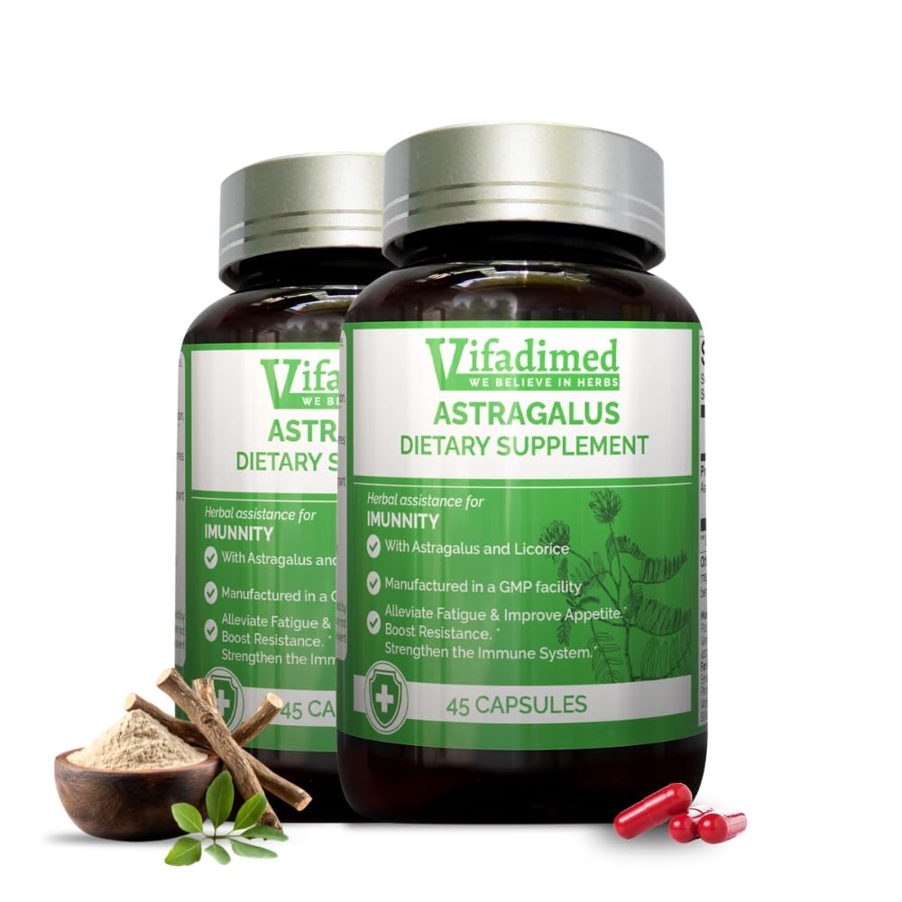 Astragalus - Astragalus Root, HuangQi Capsule, Huang Qi Liu Yi Tang, Çin Herbs,Immunity,Digestion. Body Fatigue,Dizziness, Blood Deficiency- 2 Kutu