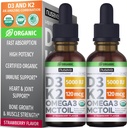 NUSAVA Βιταμίνη B12 Υγρές σταγόνες Bundle, Φράουλα Γεύση D3 K2, & Βανίλια Γεύση D3 K2 - Ισχυρές Υγρές Βιταμίνες για την Καρδιά, την Ενέργεια, τον Εγκέφαλο και την Ανοσοποιητική Υποστήριξη - Μη-GMO, Χωρίς Γλουτένη, 2pk Καθένα