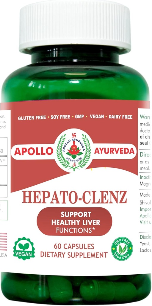 Natural Liver Cleanse and Detox Supplement Made with Organic Kali Haldi (Berberis arista) Turmeric (Curcumin) and Black Pepper | 60 Veg Capsules | Made in USA - Hepato-Clenz