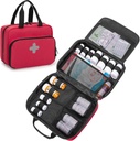 CURM Pill Şişe Organizer Portatif Tıp Bag, Pill Şişeler, Vitaminler, Ev Depolama ve Seyahat Için Tıbbi Supplementler, Red (Empty Medicine Bag)