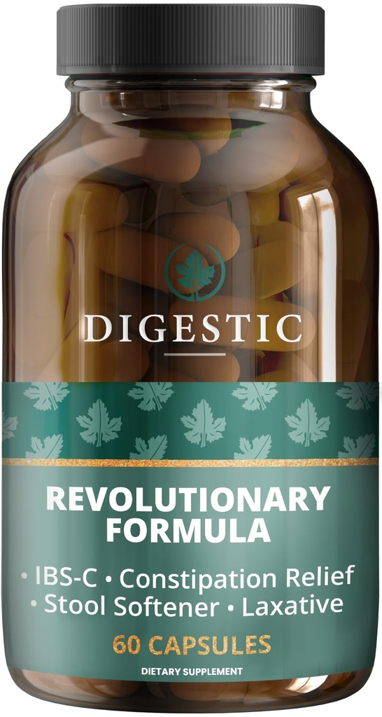 Digestic - Constipation Relief için Laxative, Stool Softener for IBS Severe and Strong Constipation 100% Natural - 60 Capsules - Colon Cleanse, Detox Cleanse, Gas and Bloating Stomach Relief for Yetişkinler