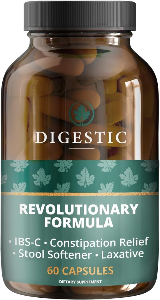 Digestic - Constipation Relief için Laxative, Stool Softener for IBS Severe and Strong Constipation 100% Natural - 60 Capsules - Colon Cleanse, Detox Cleanse, Gas and Bloating Stomach Relief for Yetişkinler