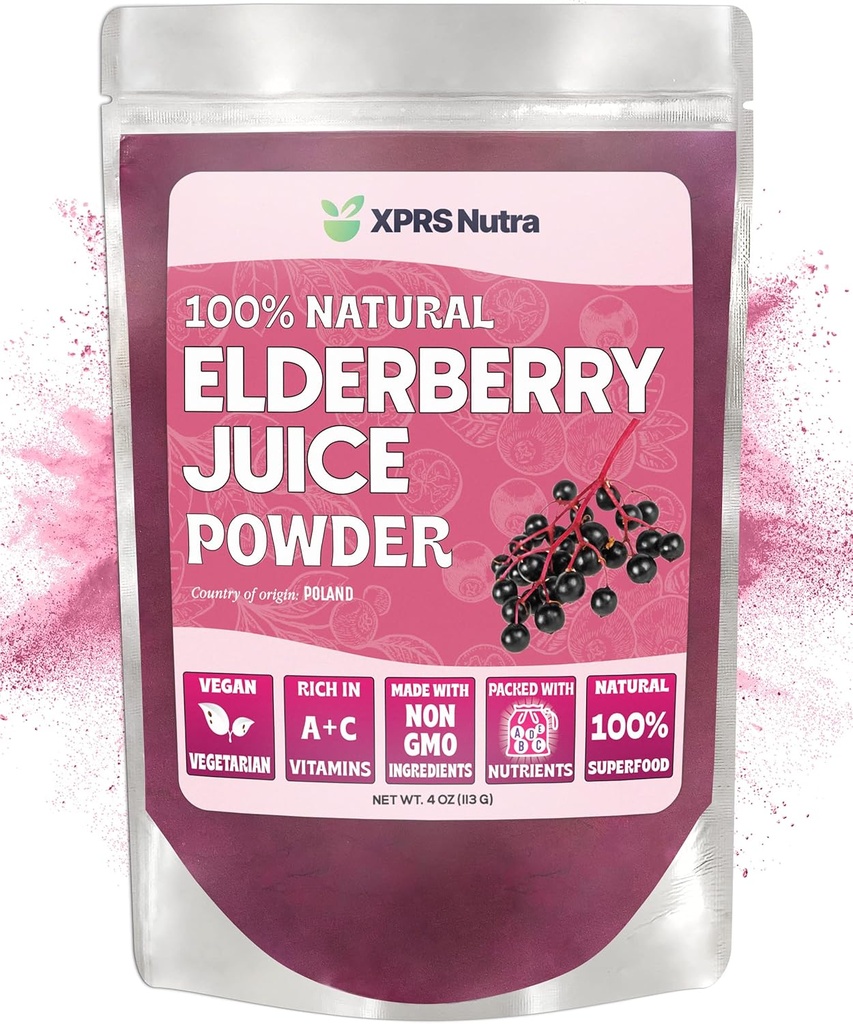 XPRS Nutra Elderberry Juice Powder - Elderberry Powder Organic Fruit Juice Mix - σε σκόνη Elderberries συμπλήρωμα πλούσιο σε βιταμίνες A και C (4 oz)
