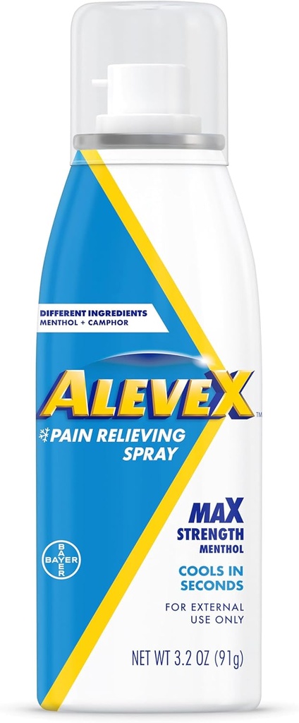 AleveX Σπρέι ανακούφισης πόνου, γρήγορη δράση & γρήγορη ξήρανση για στοχευμένη ανακούφιση πόνου, 3,2 oz spray