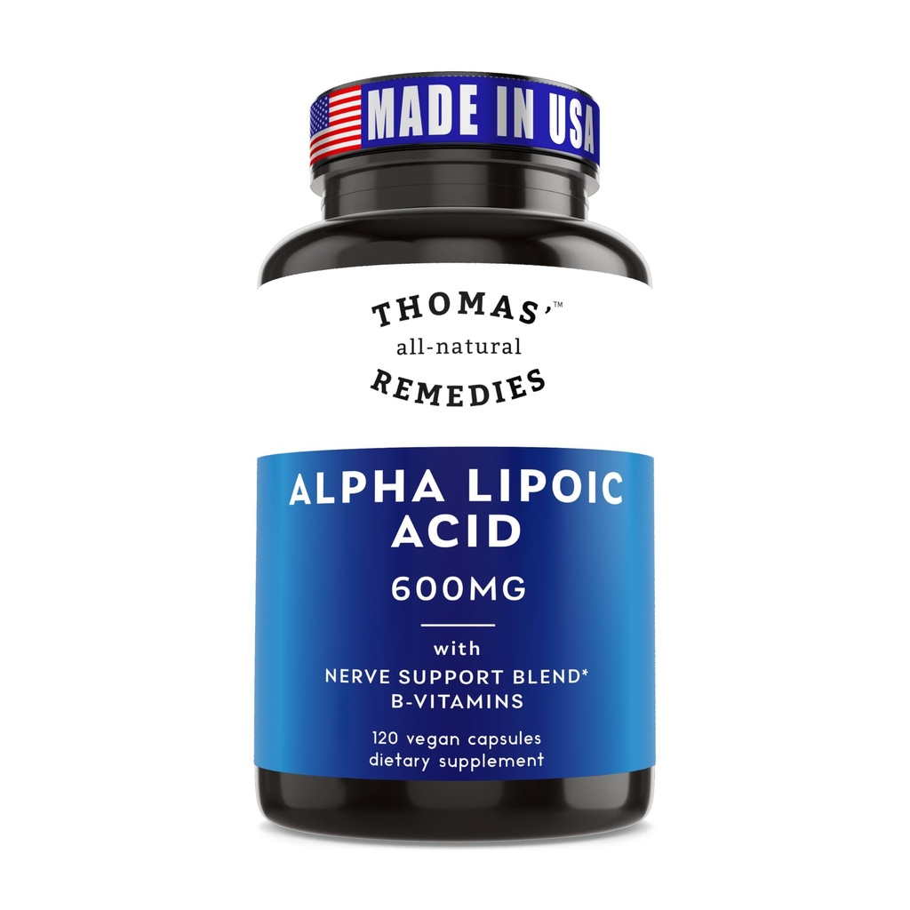 Thomas'ın tüm doğal remedies Alpha Lipoic Acid 600 mg, B-Vitamins ile 120 Capsules, Vegan, Hayır