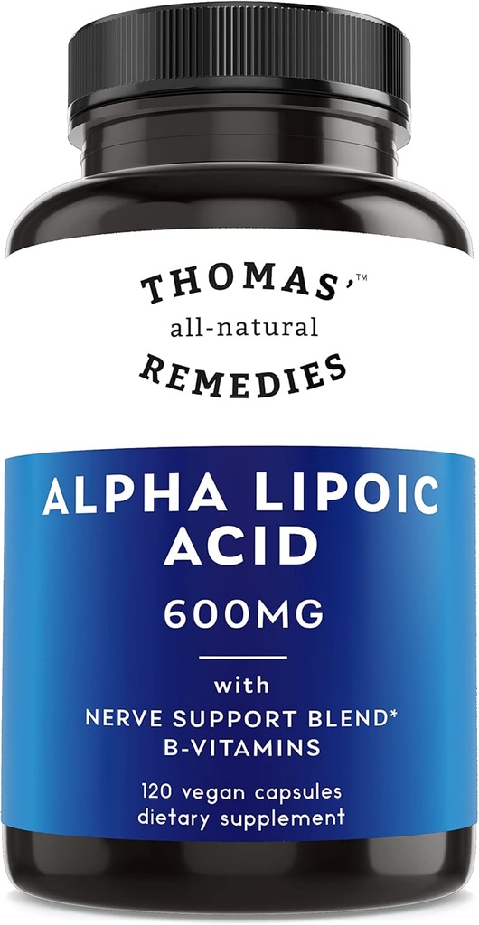 Thomas'ın tüm doğal remedies Alpha Lipoic Acid 600 mg, B-Vitamins ile 120 Capsules, Vegan, Hayır
