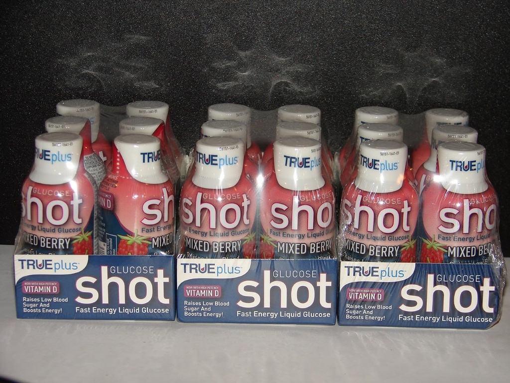 Αληθινό Συν Γλυκόζη Liquid Shots Μικτή γεύση μούρου 2oz - 18 Pack
