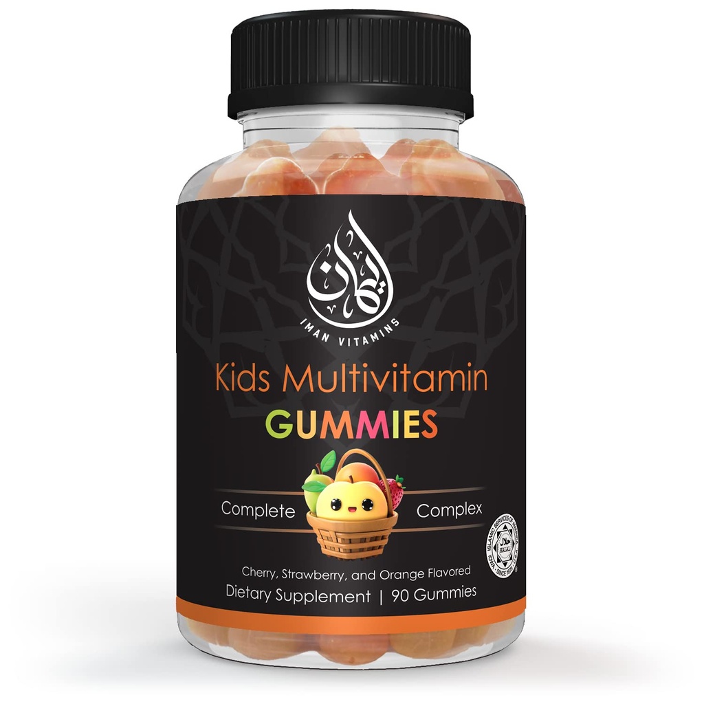 Halal Çocuklar Multivitamin Gummies | Vitamin C, D, çinko, A, E, B6, B12, Biotin, Folate, Inositol | Metabolism, Bones & Immunity | Vejetary | Gluten Free | 90