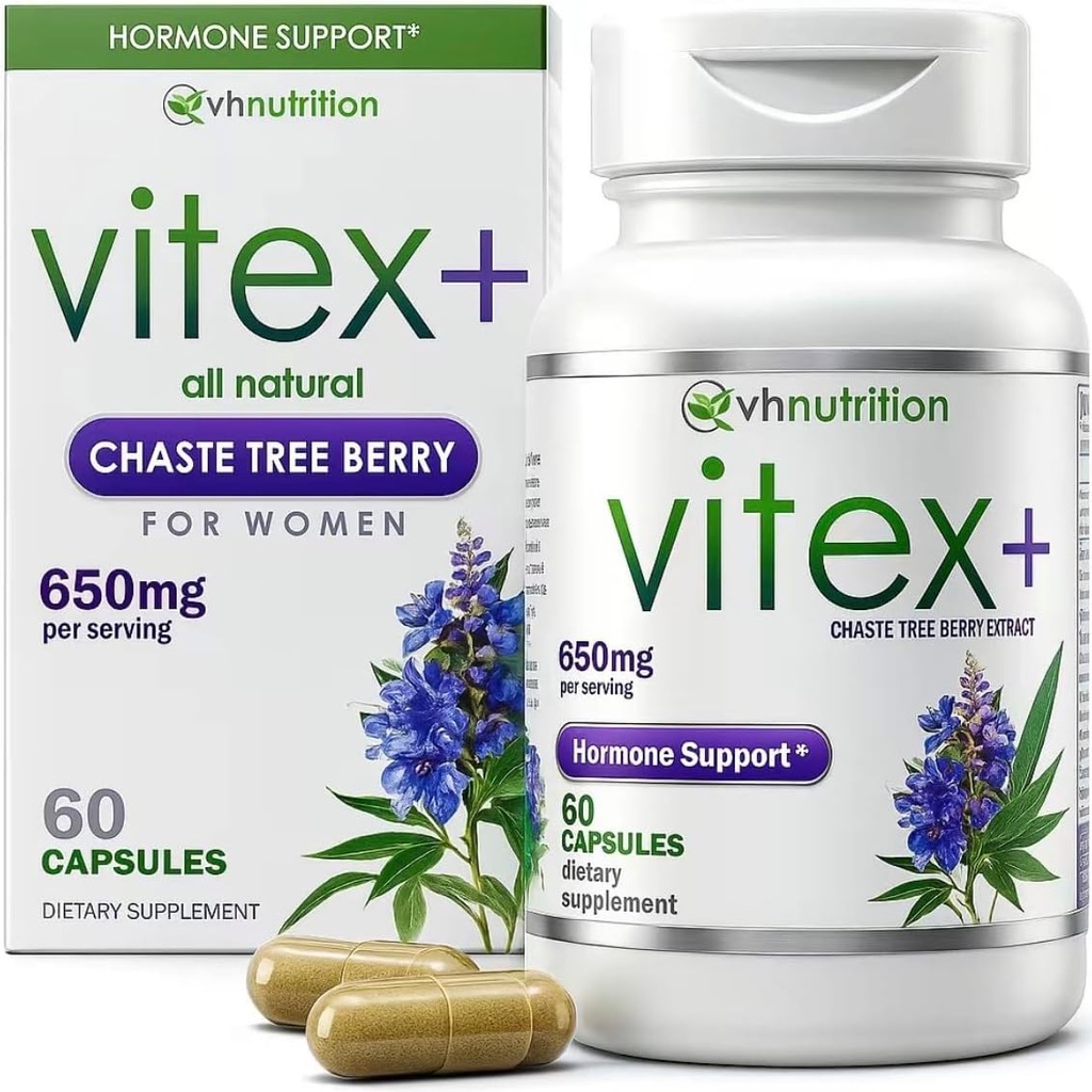 VH VI BeslenmeTEX+ | Vitex Chasteberry Supplement for Women | Hormonal Balance* ve Ferttitude Support* | 650mg Per Vitex Berry Ekstraksiyon Toz | 60 Capsules