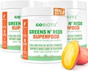 GOBIOTIX Super Greens και Reds σκόνη - Κόκκινο και Πράσινο Superfood - Συμπλήρωμα προβιοτικών - Digestive Ένζυμα και σκόνη ρίζας τεύτλων - Βιολογικό συμπλήρωμα διατροφής ολόκληρων τροφίμων (Mango, 3 Pack)