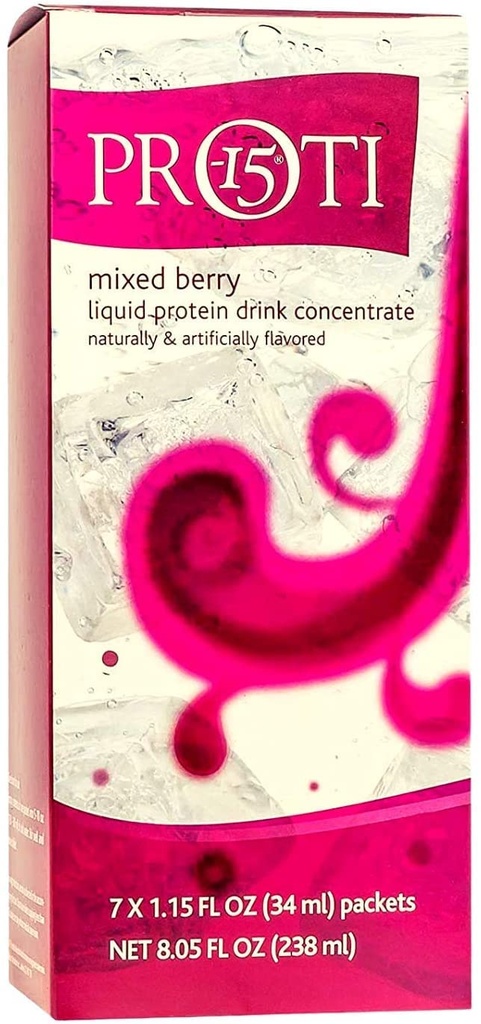PROTIFIT - Υψηλής περιεκτικότητας σε πρωτεΐνες Υγρό ποτό συμπυκνωμένο μείγμα φρούτων, 15g πρωτεΐνη, λίπος δωρεάν, χαμηλή υδατάνθρακες, χαμηλή θερμίδα, Ιδανική πρωτεΐνη συμβατή, 7 σερβιέτες ανά κουτί (μικτό μούρο)