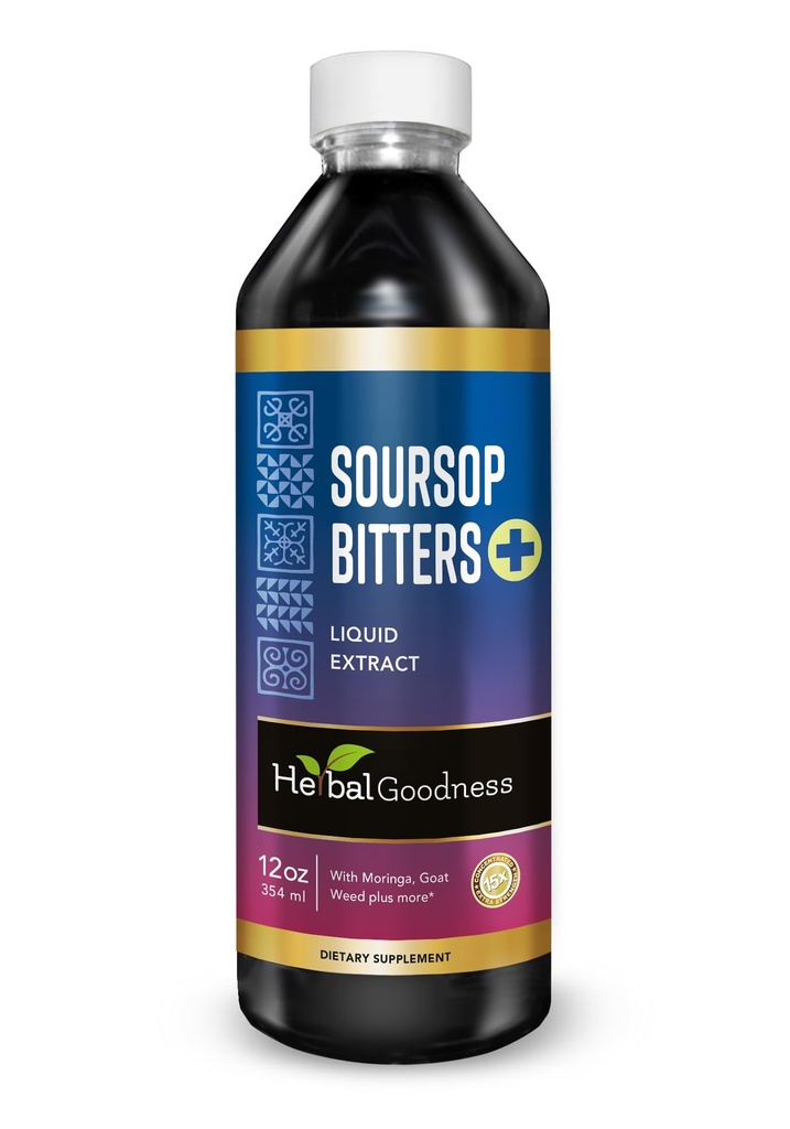 Βότανο Καλοσύνη Soursop Bitters Υγρές σταγόνες, 10 σε 1 με Moringa, Papaya, Burdock & Ginger, Βιολογικό Surene Soursop Bitters - Υποστήριξη ορνίθων & Φυσικό σώμα Detox Herbal Tonic 