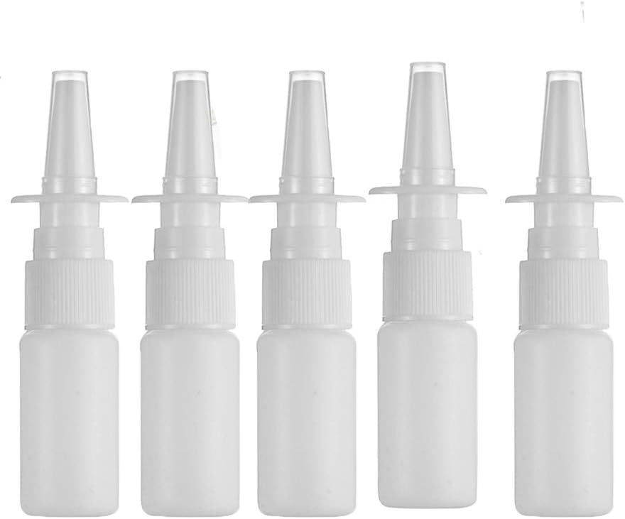 20ML White Boş Plastik Nasal Sprey Şişeler Pump Spreyer Mist Nose Spray Reable Şişe For Saline Water Yıkama Uygulamaları Paketi 5