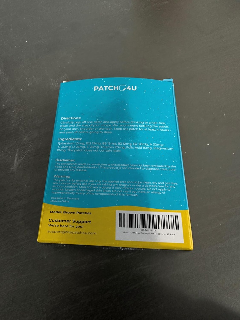 Parti Recovery Patches 42 Pack - Uyanın %100 Doğal Malzemeler Patch - Skin-Friendly & Water - İçmeden Önce Uygulan - Gelişmiş Sabah Formula Formula