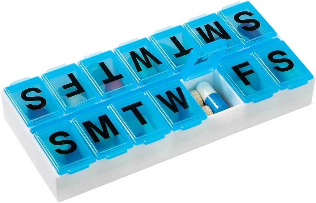 EZY DOSE Εβδομαδιαία (7-Ημέρα) Hill Organizer and Planner, Contoured Bottom for Easy Pill Αφαίρεση, Χρώμα May Vary