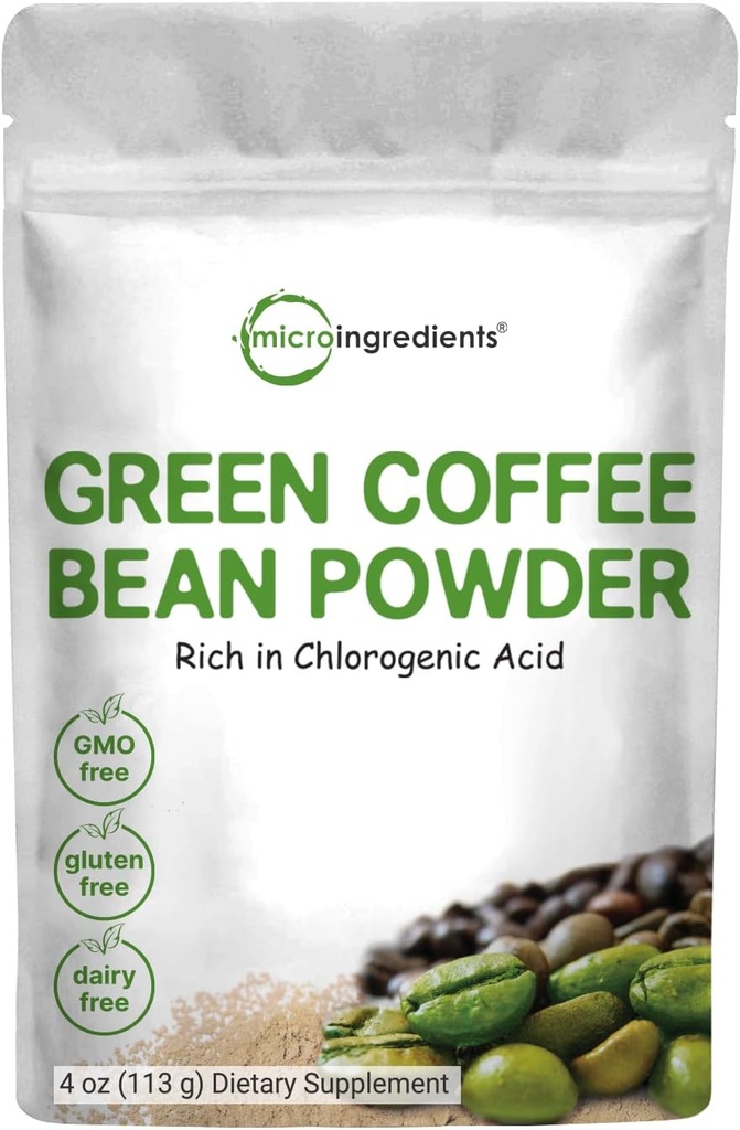 Pure Green Coffee Bean Extract, 4 ουγγιά, Filler Δωρεάν με φυσική καφεΐνη, Πράσινο Coffee Bean Fat Burn συμπλήρωμα με 50% χλωρογόνο οξύ, υποστηρίζει το μεταβολισμό και τη διαχείριση βάρους, Vegan Φιλικό