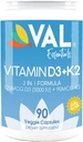 VAL Vitamin D3 + K2 (MK-7) 5000 IU & 90 mcg – Υποστήριξη για την υγεία των οστών και της καρδιάς – Υψηλή ισχύς, μη-GMO, Εύκολο στην κατάποση – 90 κάψουλες Vegan – D3 K2 συμπλήρωμα Made in USA