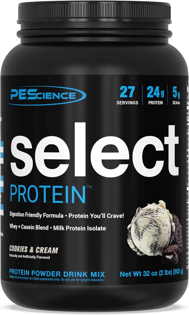 PE Science Protein Toz, Whey ve Casein Blend, Kadınlar ve Erkekler için Temiz Protein Toz, Low Calorie, Low Carb, Keto Friendly, Gluten Free - Çerezler ve Krem - 27 Hizmet