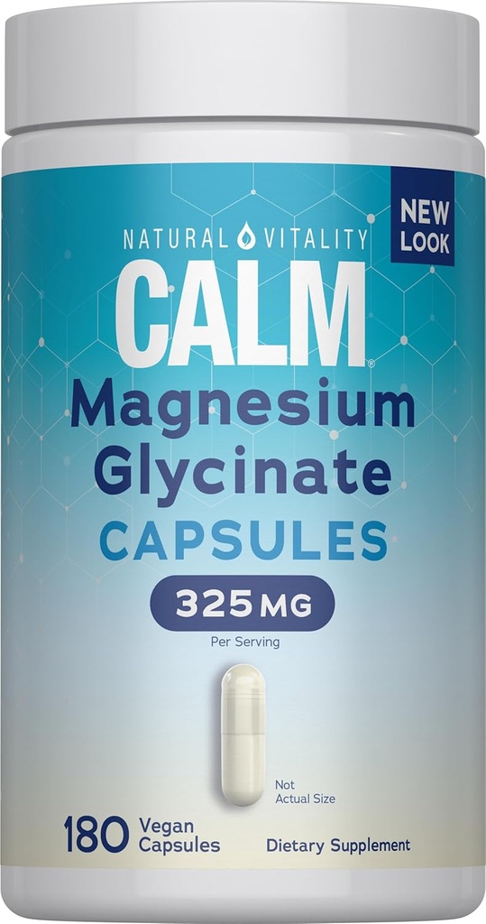 Doğal Vitality Calm, Magnezyum Glycinate Supports Bone, Muscle, Heart, & Nerve Health, Non-GMO, Vegan, Gluten Free 180ct