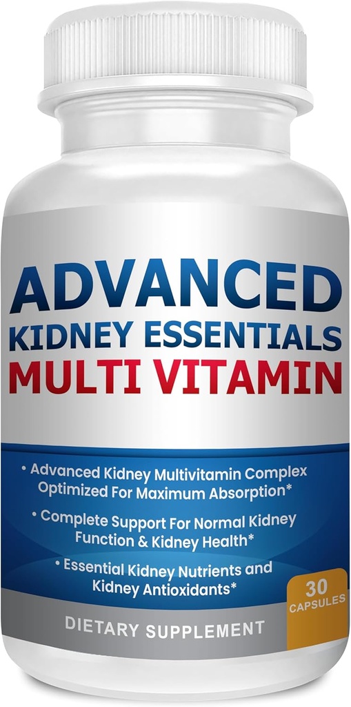 Gelişmiş Kidney Essentials Multivitamin. Kidney tam Kidney Health için Supplement Destek Supplement. Kidney Health Supplement with Renal Vitamins 30 Caps