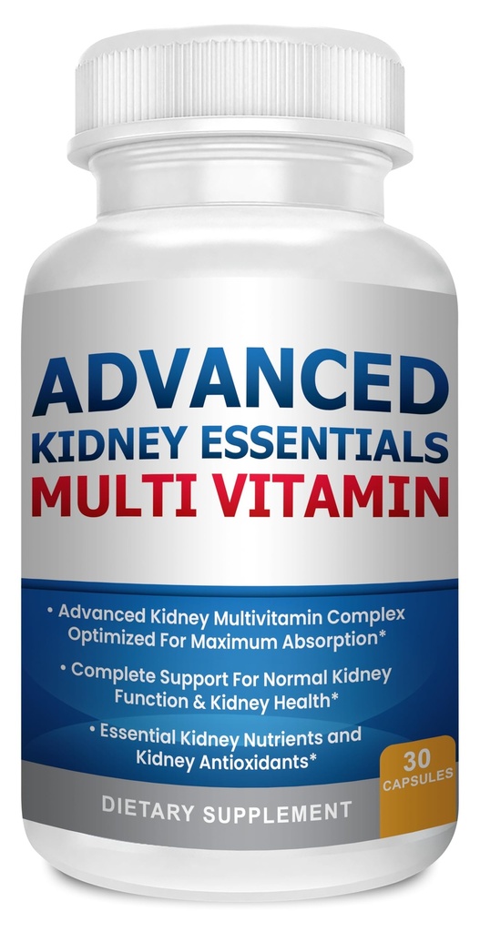 Gelişmiş Kidney Essentials Multivitamin. Kidney tam Kidney Health için Supplement Destek Supplement. Kidney Health Supplement with Renal Vitamins 30 Caps