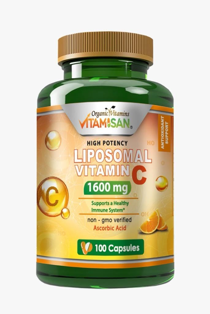 VITAMISAN Liposomal Vitamin C - 100 Capsules - Yüksek Abvitamin Ascorbik asit - Immune System & Collagen Donma No GMO Güçlü Antioksin Dondurma