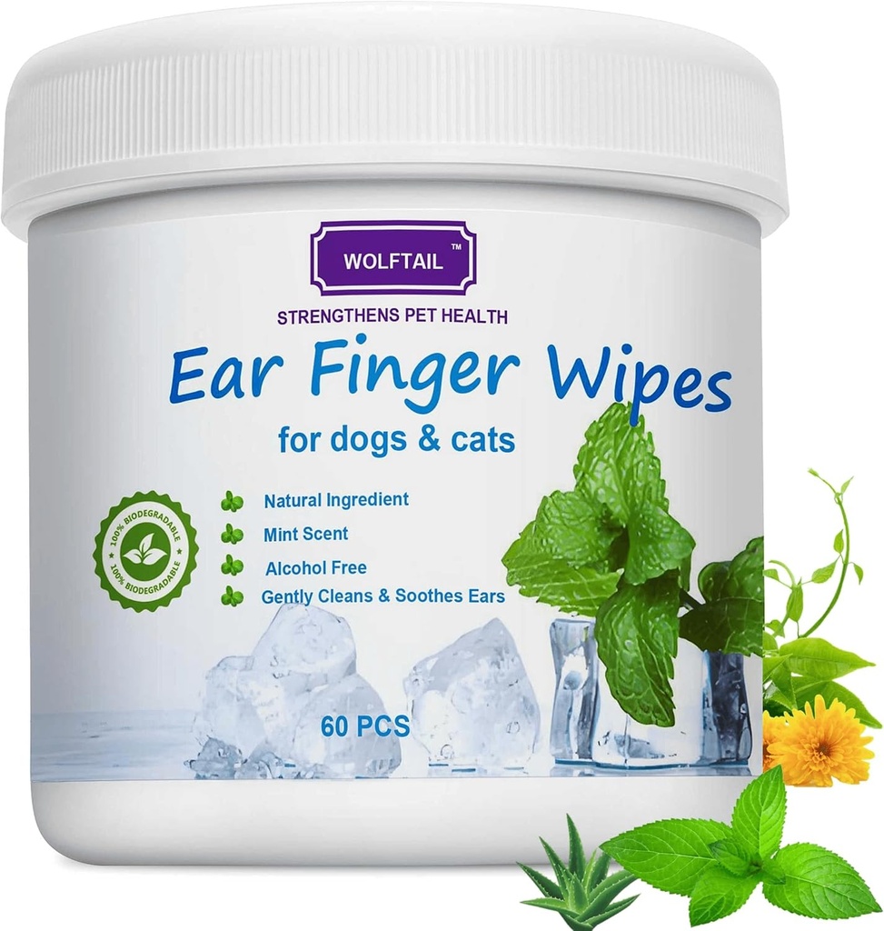 Köpek ve Kediler için Köpek Ear Wipes, 60 Büyük Boyut - Gally Take Ear Wax, Debris - Sooths & Deodorizes - Relieve Ear Itching & Inflammation, Fresh Coconut Scent