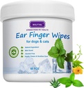 Köpek ve Kediler için Köpek Ear Wipes, 60 Büyük Boyut - Gally Take Ear Wax, Debris - Sooths & Deodorizes - Relieve Ear Itching & Inflammation, Fresh Coconut Scent