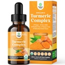 Organic Turmeric Liquid Drops for Adults - Turmeric Curcumin with Black Pepper, Cinnamon & Ginger Extract Liquid for Joint Pain, Mobility & Inflamation - Curcumin Drops for Immune Support - 60ml (2oz)