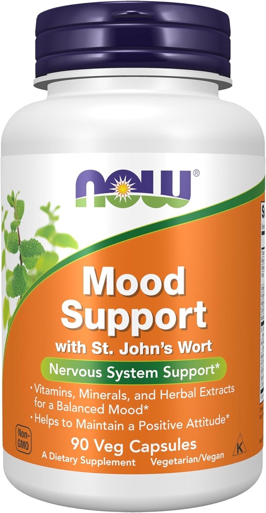 NOW Supplements, Mood Support with St. John's Wort, Nutrient and Herbal Extracts, 90 Veg Capsules