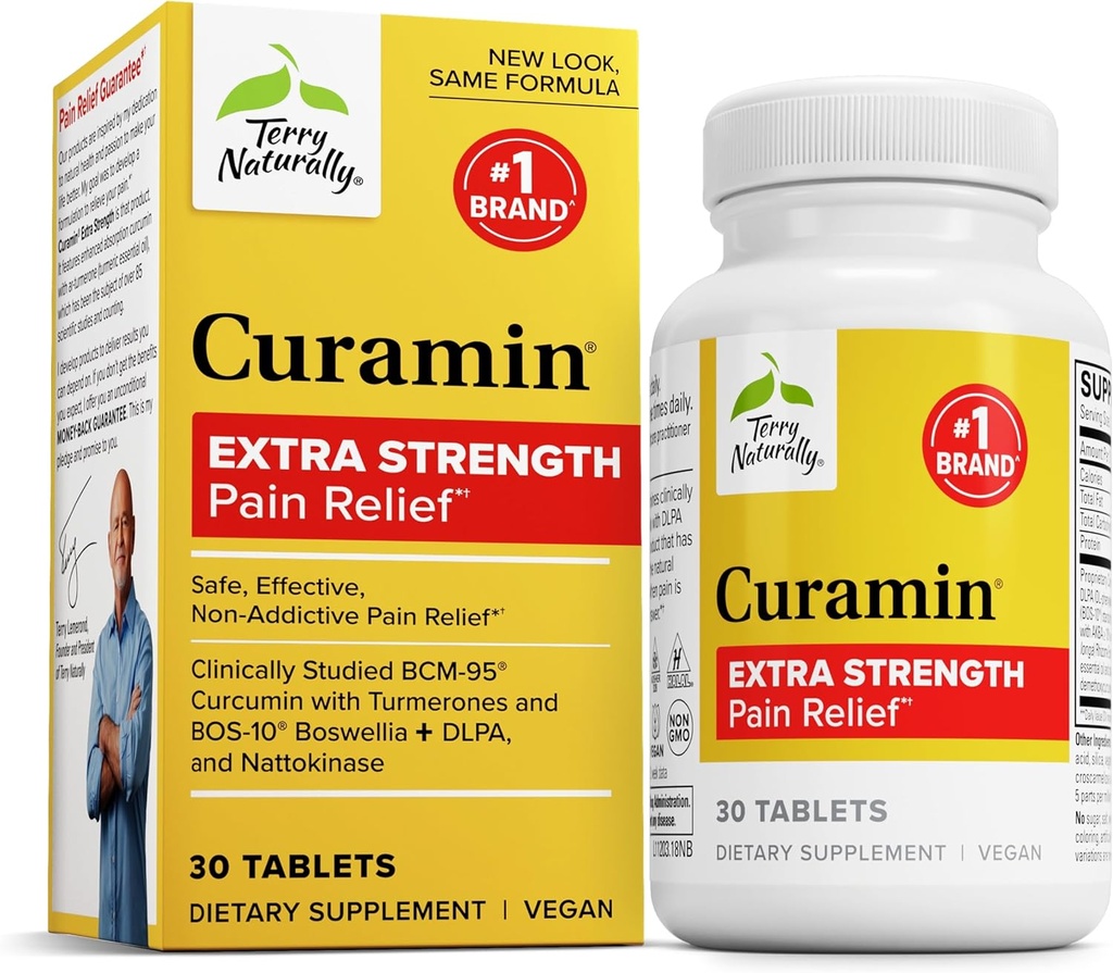Terry Φυσικά Curamin Extra Strength - Curcumin & Boswellia συμπλήρωμα για την υποστήριξη της υγιεινής κυκλοφορίας - Turmeric συμπλήρωμα για την υποστήριξη αρθρώσεων, μυϊκής υγείας & ενδορφίνης Παραγωγή - 30 δισκία